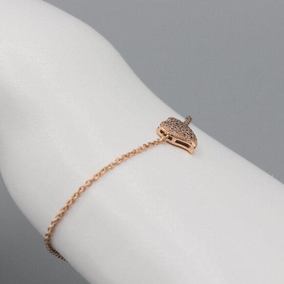 Love heart bracelet rose gold plated simple dainty - Picture 5 of 6